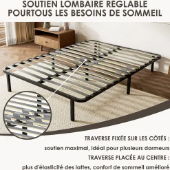 Sommier cadre à lattes 140x190 cm, 2x14 rangs><noscript><img width=