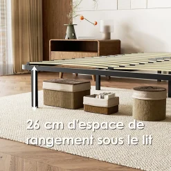 Sommier cadre à lattes 140x190 cm, 2x14 rangs><noscript><img width=