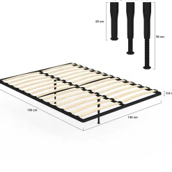 Sommier cadre métal à lattes fixe 140 x 190 cm><noscript><img width=