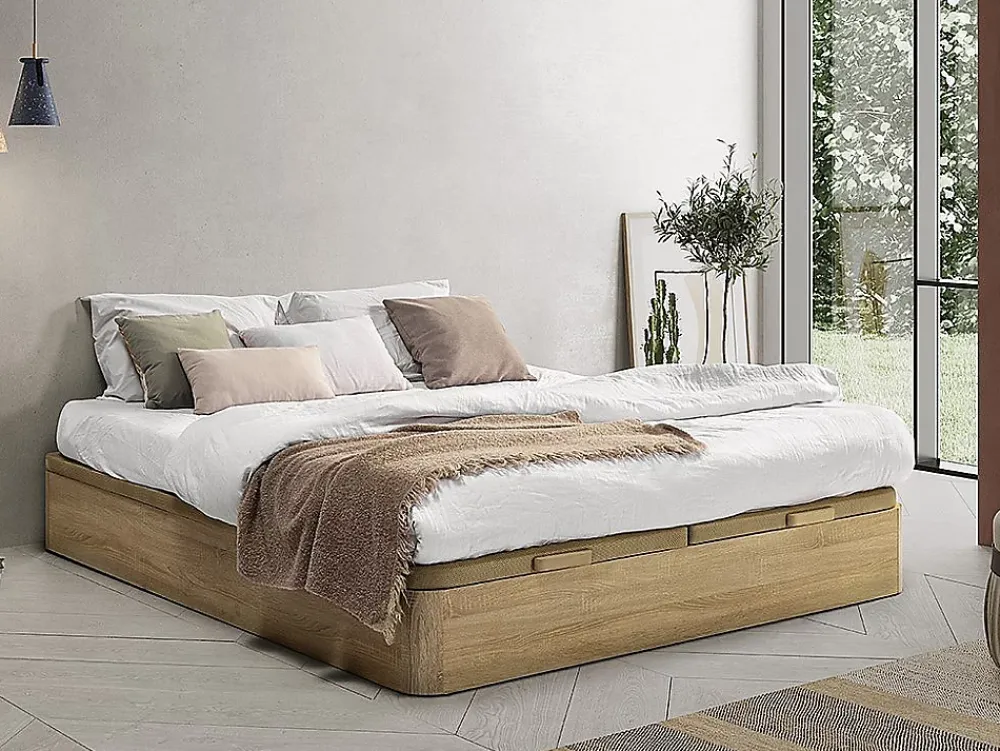 Vente-unique Sommier coffre 180 x 200 cm - Naturel clair - HESTIA de YSMÉE* Lit Coffre