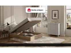 Vente-unique Sommier coffre 90 x 190 cm - Naturel clair - HESTIA de YSMÉE* Lit Coffre