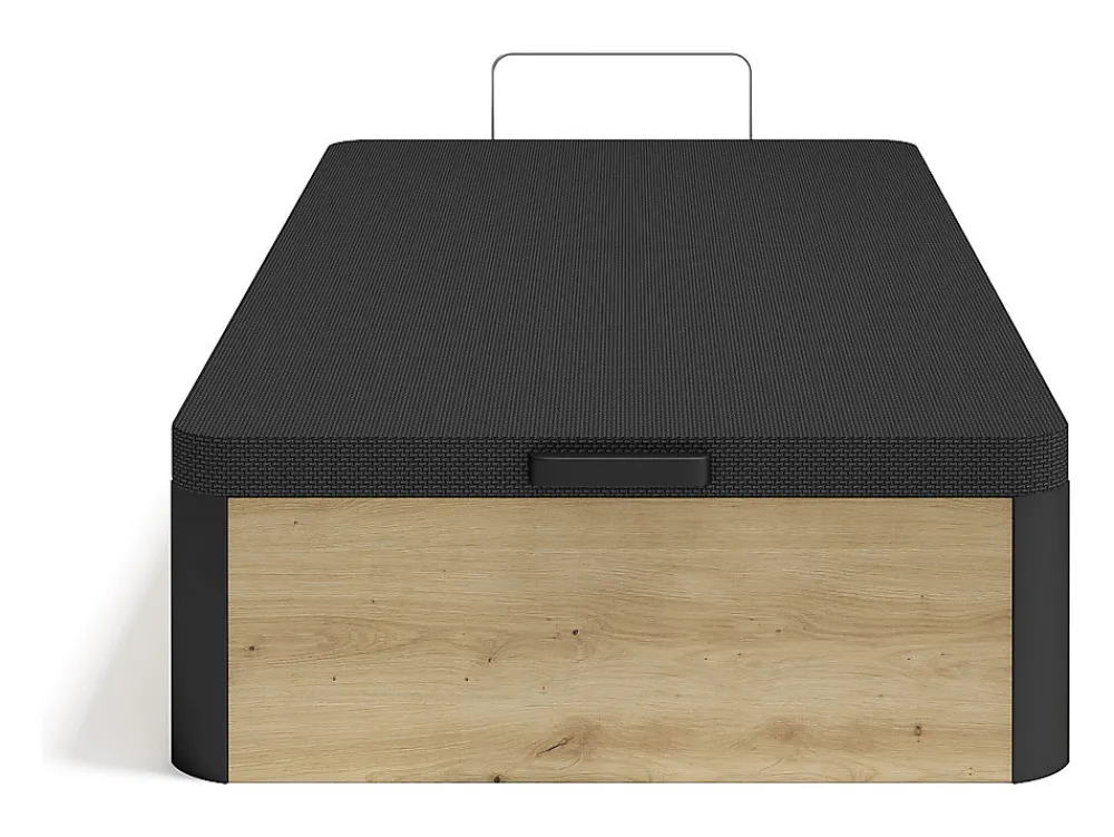 Sommier coffre 90 x 190 cm - Naturel clair et noir - NAMOSI de YSMÉE>Vente-unique