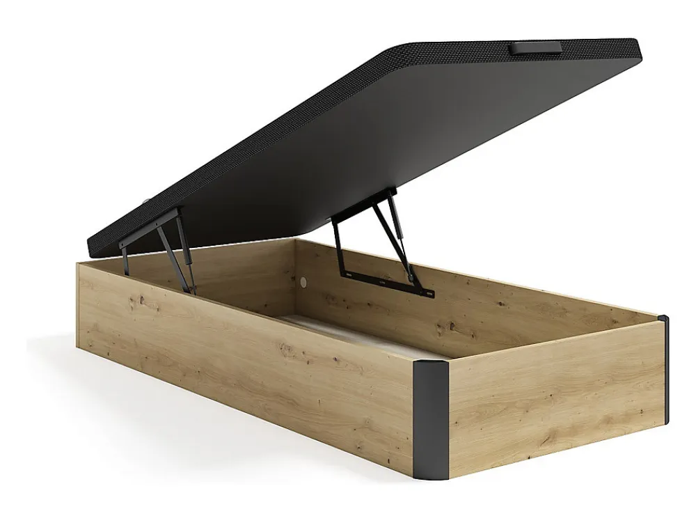 Sommier coffre 90 x 190 cm - Naturel clair et noir - NAMOSI de YSMÉE>Vente-unique