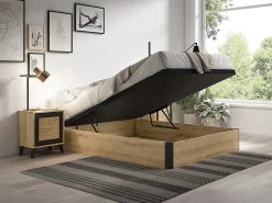 Sommier coffre 120 x 200 cm - Naturel clair et noir - NAMOSI de YSMÉE>Vente-unique Outlet