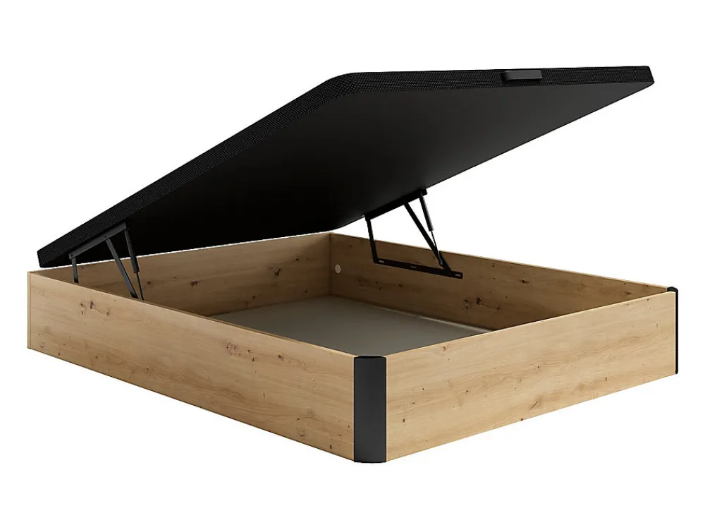 Sommier coffre 120 x 200 cm - Naturel clair et noir - NAMOSI de YSMÉE>Vente-unique Outlet
