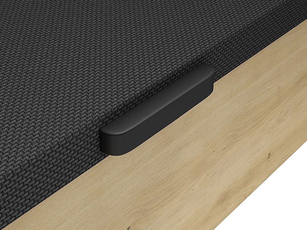 Sommier coffre 120 x 200 cm - Naturel clair et noir - NAMOSI de YSMÉE>Vente-unique Outlet