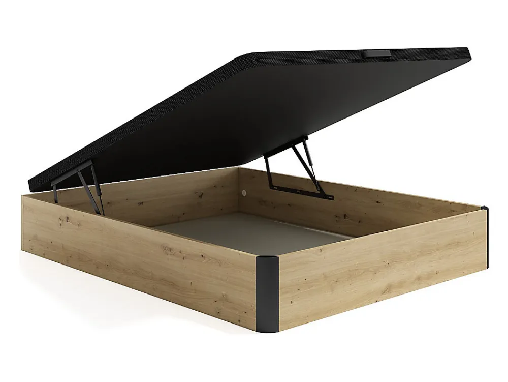Sommier coffre 140 x 190 cm - Naturel clair et noir - NAMOSI de YSMÉE>Vente-unique Clearance