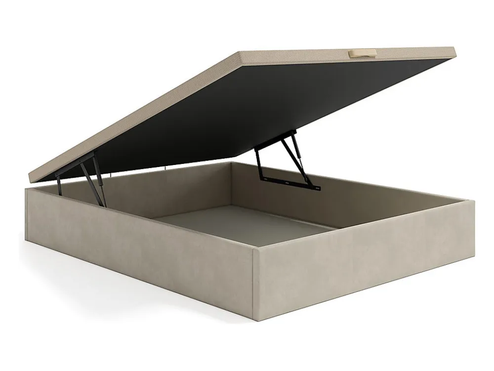 Sommier coffre 160 x 200 cm - Tissu beige - CENOVAS de YSMÉE>Vente-unique Discount