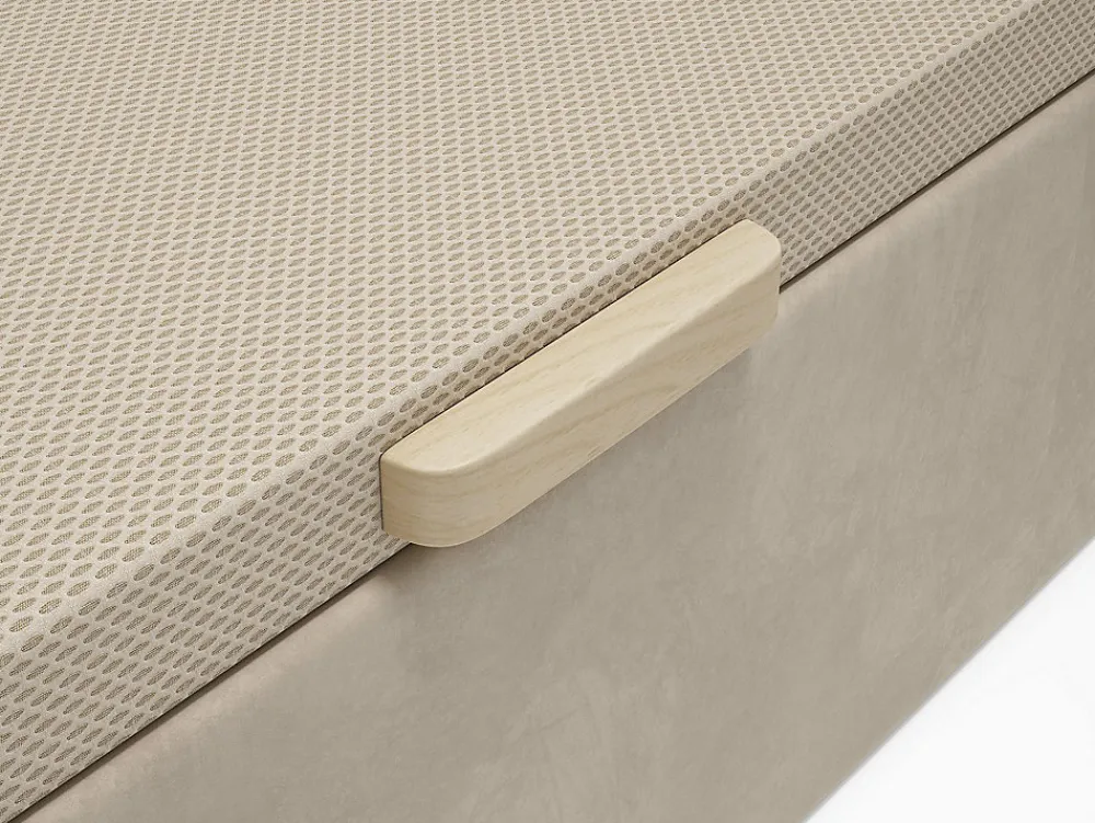 Sommier coffre 160 x 200 cm - Tissu beige - CENOVAS de YSMÉE>Vente-unique Discount