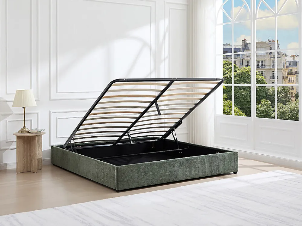 Sommier coffre 160 x 200 cm en tissu texturé - Vert - FIRMEO de YSMÉE>Vente-unique Hot