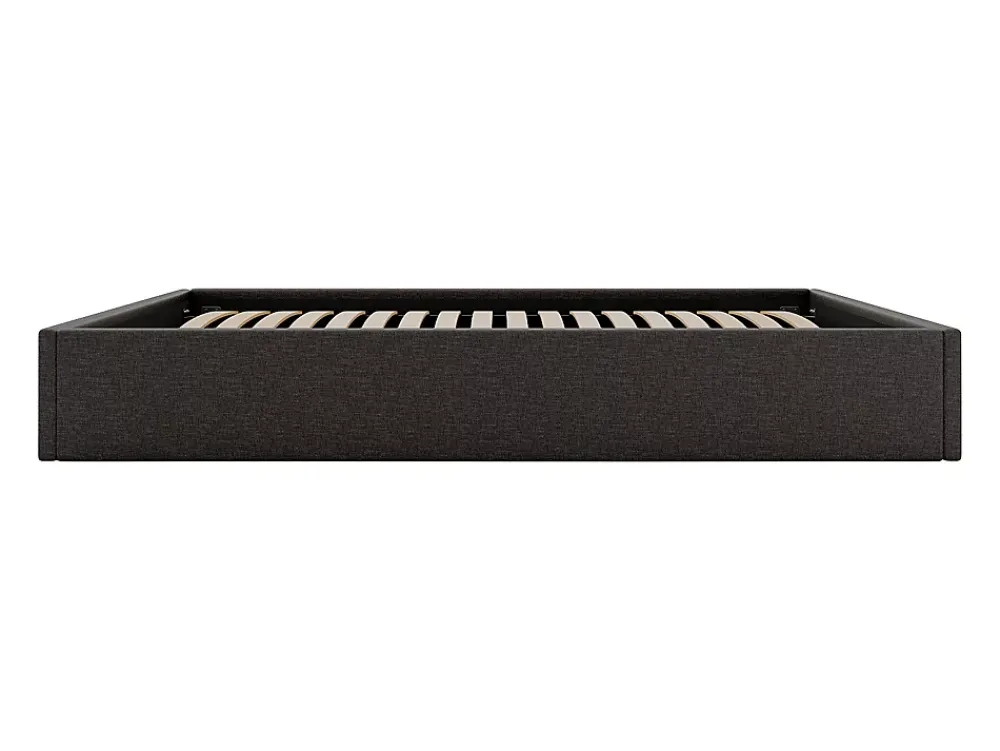 Vente-unique Sommier coffre 140 x 190 cm en tissu - Gris anthracite - PONTOS de YSMÉE* Lit Coffre