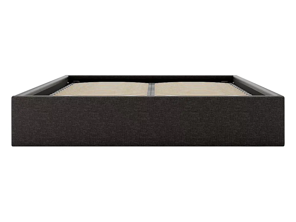 Vente-unique Sommier coffre 140 x 190 cm en tissu - Gris anthracite - PONTOS de YSMÉE* Lit Coffre