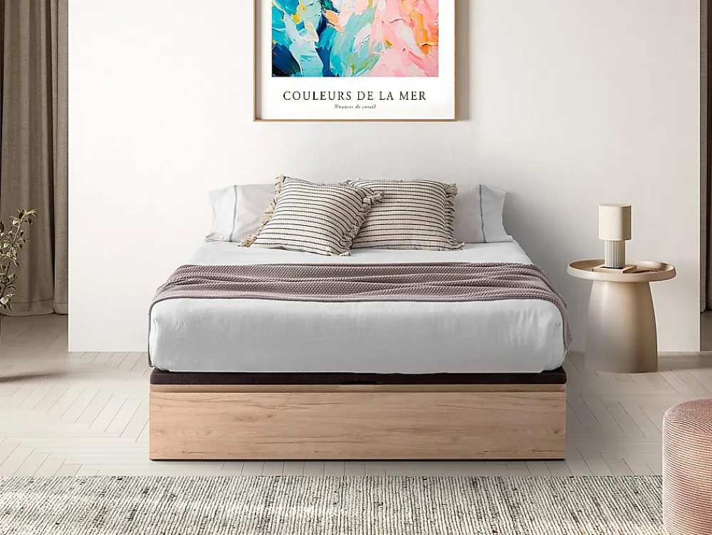 Sommier coffre avec tiroir 160 x 200 cm - Naturel clair - HESTIA de YSMÉE>Vente-unique Sale