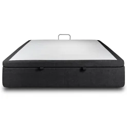 Sommier Coffre Tissu Noir 160x200 H39cm><noscript><img width=