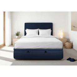 Sommier Coffre Velours Bleu 200x200 H39cm>Sommeil De Plomb New