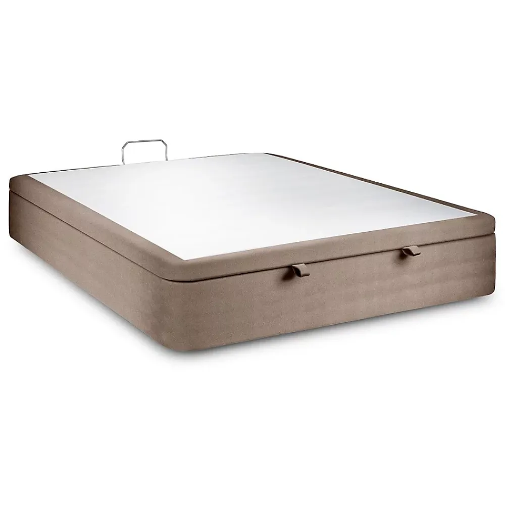 Sommeil De Plomb Sommier Coffre Velours Taupe 200x200 H39cm* Sommier