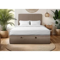 Sommeil De Plomb Sommier Coffre Velours Taupe 200x200 H39cm* Sommier