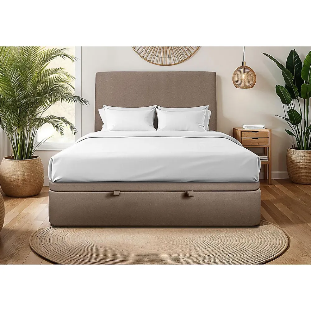 Sommeil De Plomb Sommier Coffre Velours Taupe 200x200 H39cm* Sommier