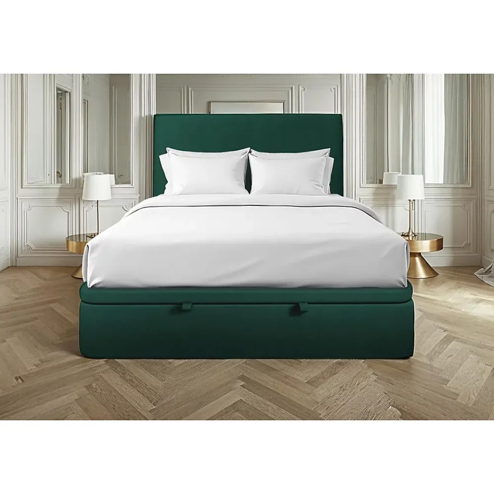Sommeil De Plomb Sommier Coffre Velours Vert 140x190 H39cm* Sommier