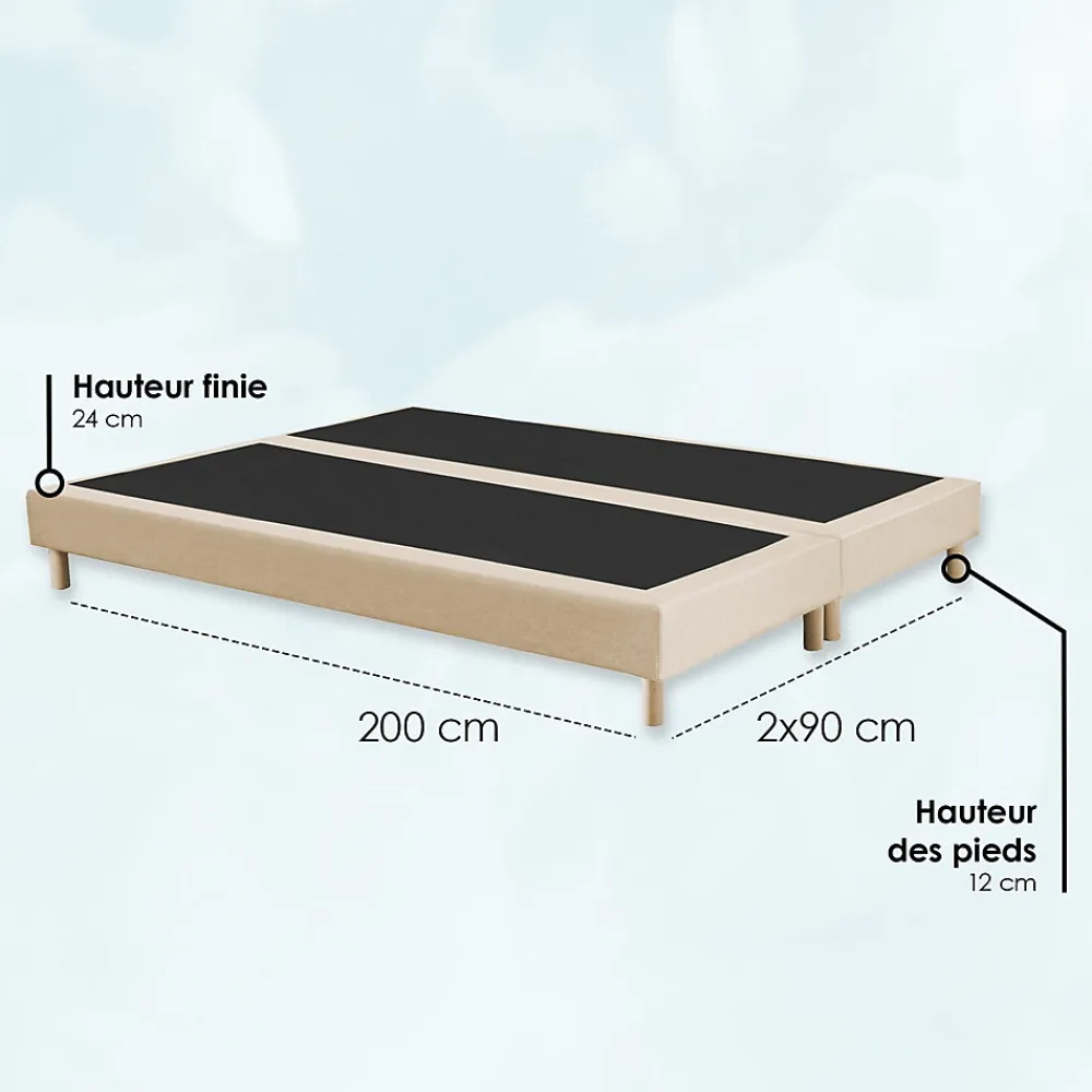 Sommier déco tapissier 2x90x200>Idliterie