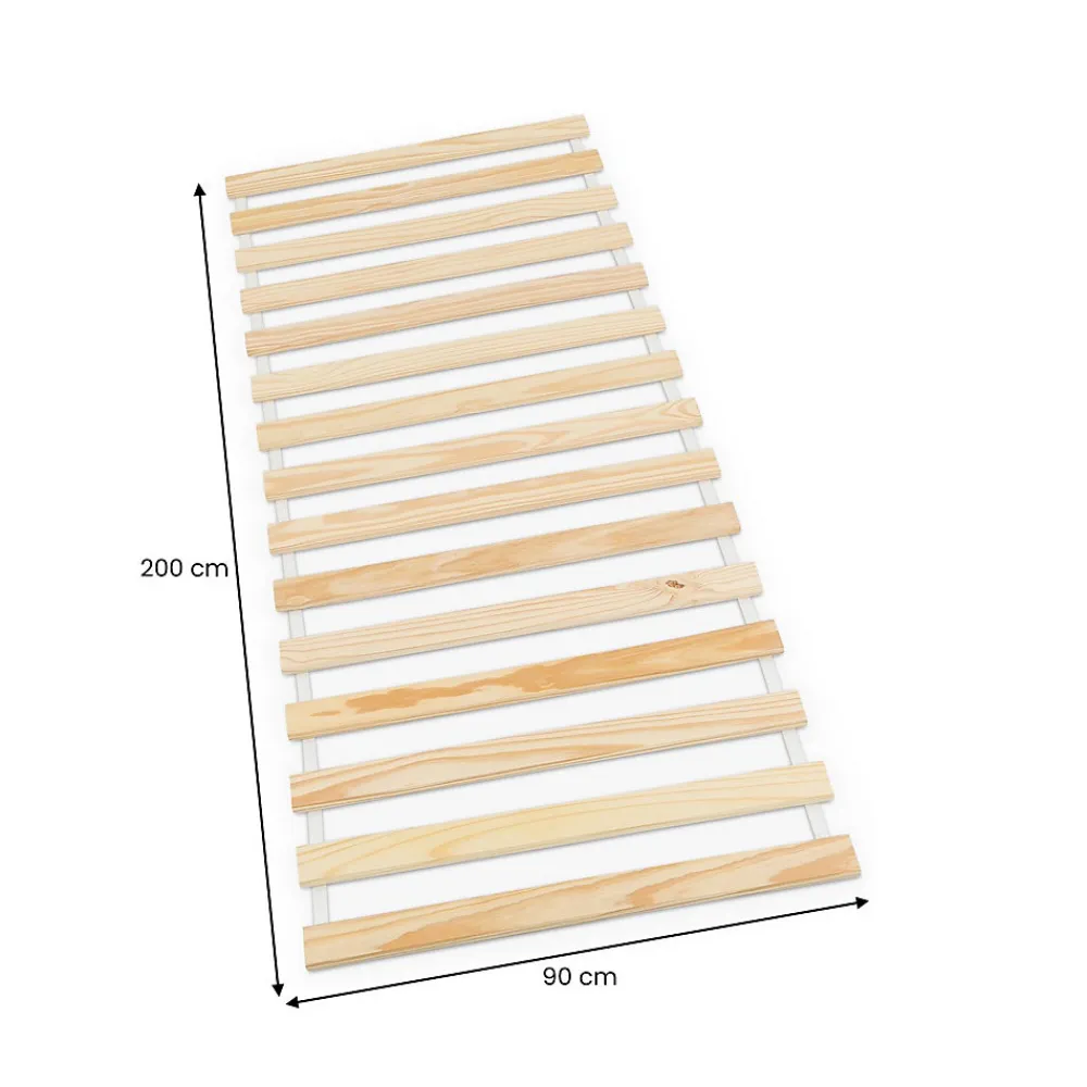 Sommier en pin massif, 15 lattes sans cadre, compatible couchage 90 x 190 et 90 x 200 cm>Idimex