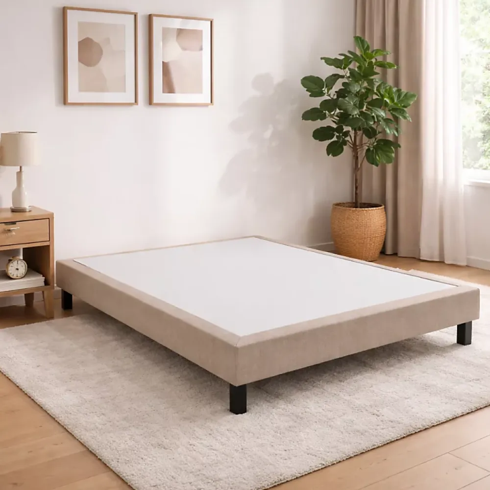 Epeda Sommier CONFORT MEDIUM DECO NATURE 90x200 Tissu gris foncé Lattes* Sommier