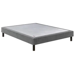 Epeda Sommier CONFORT MEDIUM DECO NATURE 90x200 Tissu gris foncé Lattes* Sommier