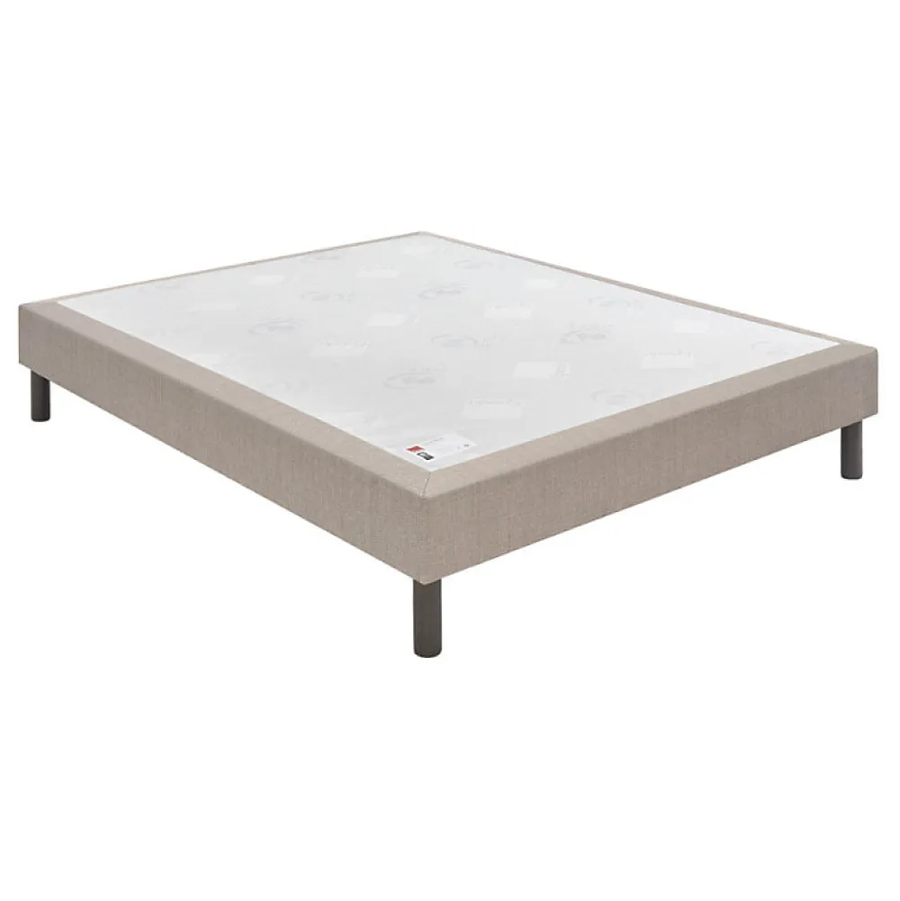 Epeda Sommier CONFORT MEDIUM DECO NATURE 90x200 Tissu gris foncé Lattes* Sommier