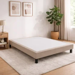 Epeda Sommier CONFORT MEDIUM DECO NATURE 180x200 Tissu gris foncé Lattes* Sommier