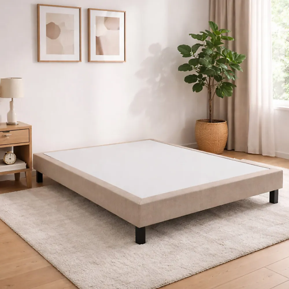 Sommier CONFORT MEDIUM DECO NATURE 200x200 Tissu gris foncé Lattes>Epeda Discount