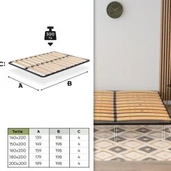 Sommier Ergonomique à Lattes Larges Et Flexibles En Bois De Bouleau 180x200 Cm Sans Pieds><noscript><img width=