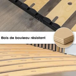 Monmobilierdesign Sommier Ergonomique à Lattes Larges Et Flexibles En Bois De Bouleau 80x200 Cm Sans Pieds* Sommier