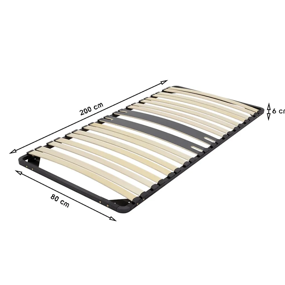 Monmobilierdesign Sommier Ergonomique à Lattes Avec Zone Lombaire Renforcée 80x200 Cm* Sommier