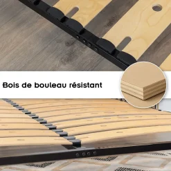 Monmobilierdesign Sommier Ergonomique à Lattes Larges Et Flexibles En Bois De Bouleau 160x200 Cm Sans Pieds* Sommier