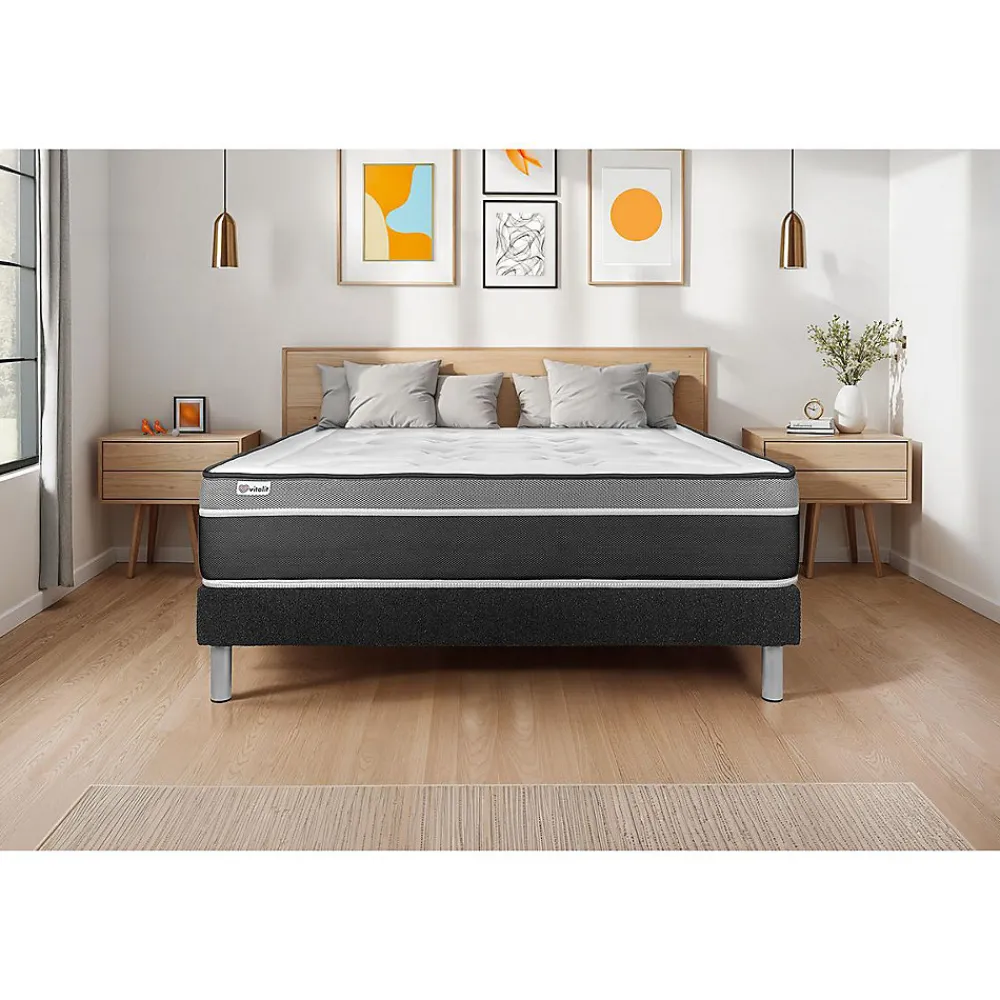 Sommier KIT VITAL'SOM Noir 200 x 200 cm>Vitalit Best