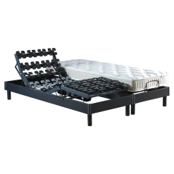 Idliterie Sommier électrique à plots et matelas 100% latex 2x90x200* Ensemble Sommier Et Matelas