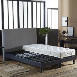 Idliterie Sommier électrique à plots et matelas 100% latex 2x90x200* Ensemble Sommier Et Matelas
