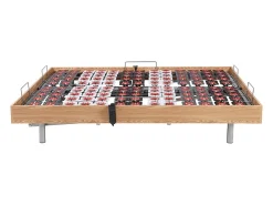Vente-unique Sommier électrique de relaxation déco 2x78 plots - 2 x 90 x 200 cm - Chêne naturel - NAFURI de YSMÉE* Sommier