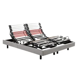Epeda Sommier électrique HORIZON 2x80x200 Chiné Gris Lattes* Sommier