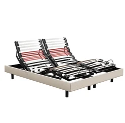 Epeda Sommier électrique HORIZON 2x80x200 Lin Lattes* Sommier