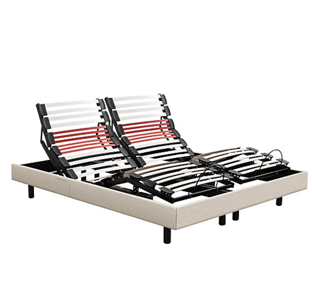 Epeda Sommier électrique HORIZON 2x80x200 Lin Lattes* Sommier