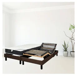 Sommier électrique DETENTE MARRON 90x200 Lattes><noscript><img width=