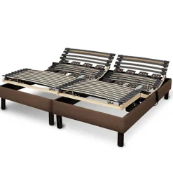 Essenzia Zen Sommier électrique EMOTION MARRON 2x70x190 Lattes et Plots* Sommier