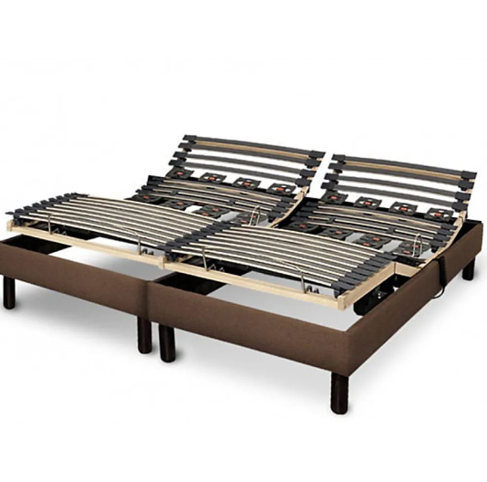 Essenzia Zen Sommier électrique EMOTION MARRON 2x70x190 Lattes et Plots* Sommier