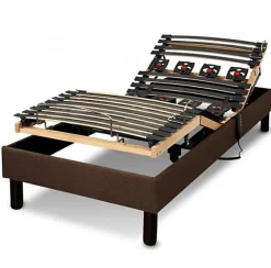 Essenzia Zen Sommier électrique EMOTION MARRON 70x190 Lattes et Plots* Sommier