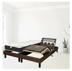 Essenzia Zen Sommier électrique EMOTION MARRON 70x190 Lattes et Plots* Sommier