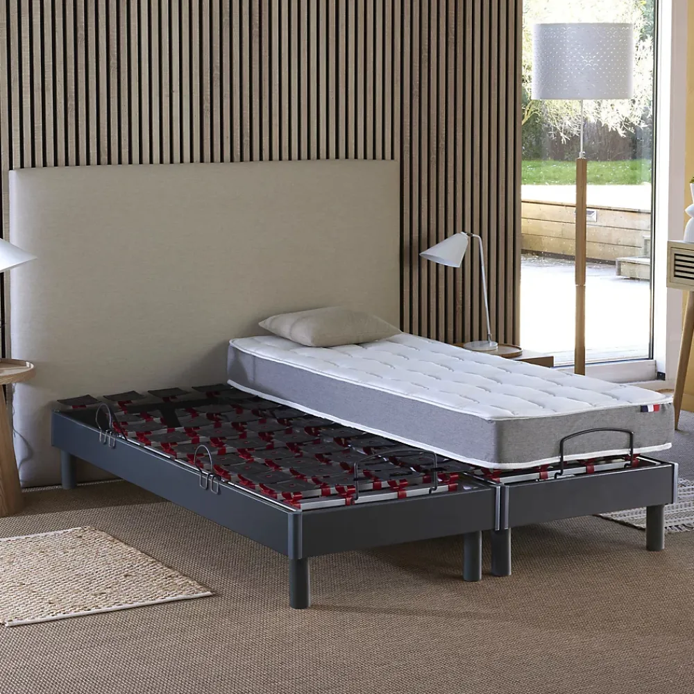 Idliterie Sommier électrique et matelas mousse à mémoire forme 90x190* Ensemble Sommier Et Matelas