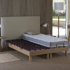 Sommier électrique matelas mousse mémoire forme 2x90 x200><noscript><img width=