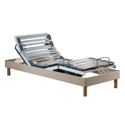 Sommier électrique relaxation lattes lisse beige 90x200>Idliterie Outlet