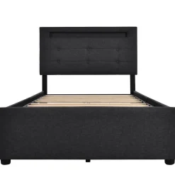Sommier LED 2 Tiroirs 90x200cm Bois Tête Réglable Noir>Blackcolors Discount